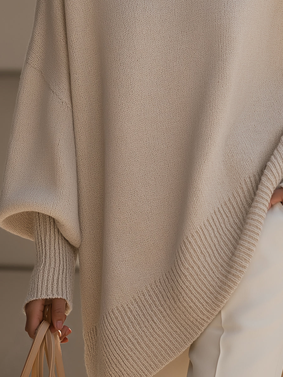 Elena – Elegancki oversize sweter typu ponczo dla kobiet