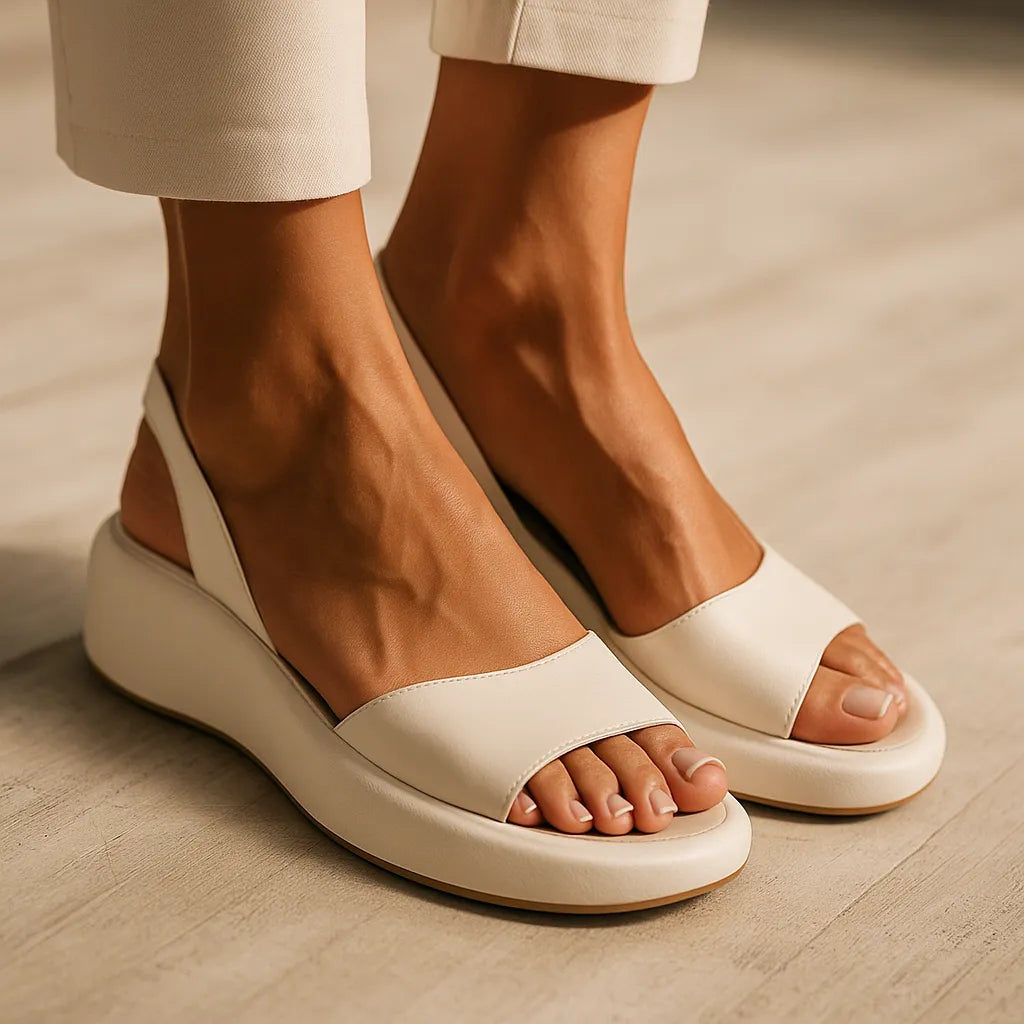 Block Heel Sandals Women's Soft Leather-Look Upper with Open Toe - Image 1
