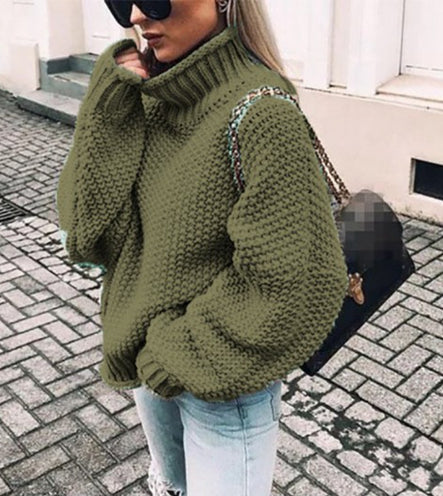 Valeria – Damski sweter o grubym splocie z wysokim kołnierzem