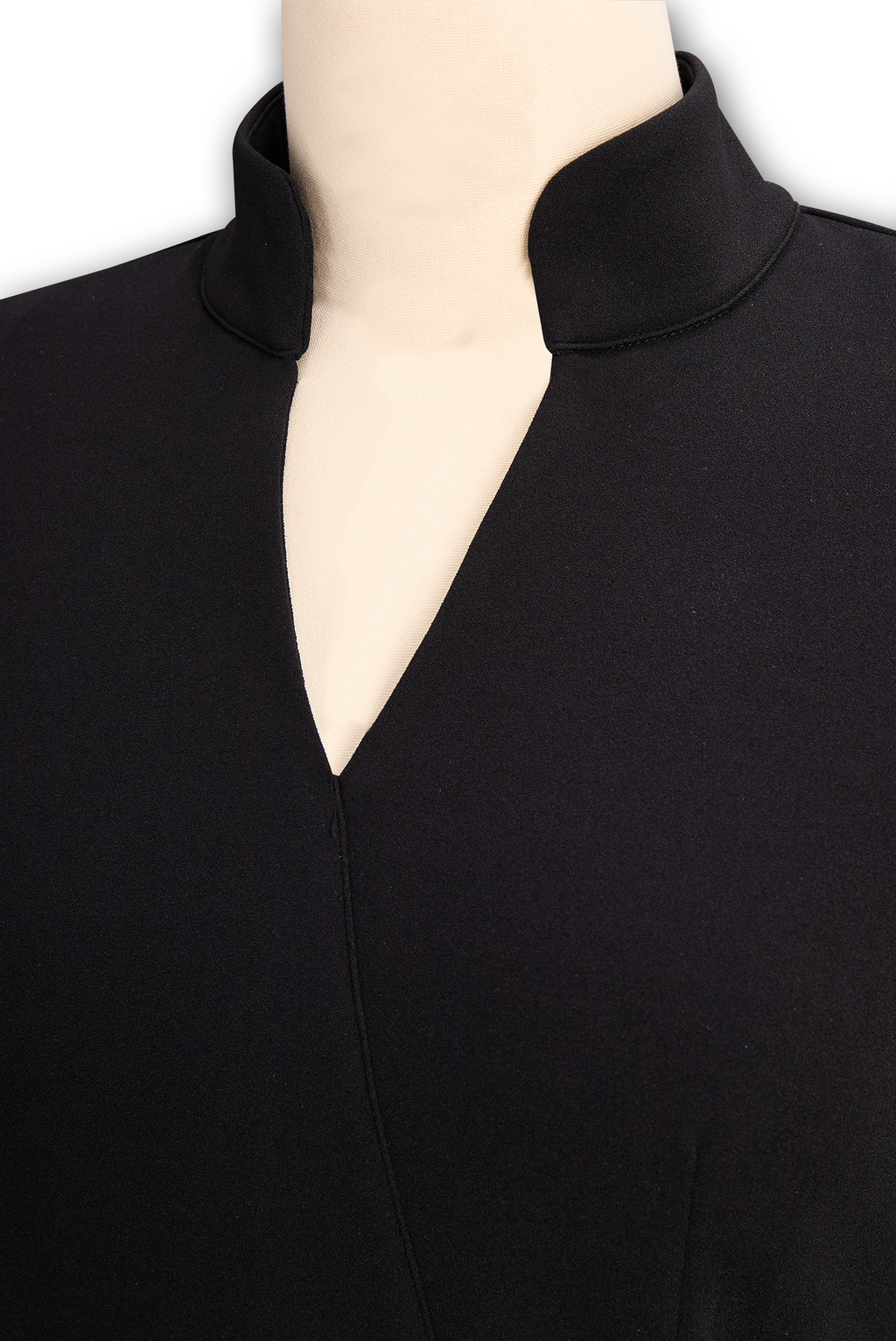 Ava – Elegant black women's dress with stand-up collar - Image 10