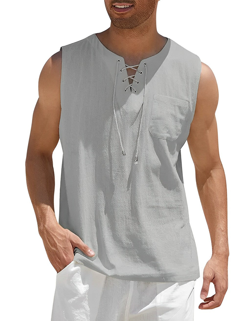Sznurowany tank top męski na lato – Zdjęcie 5