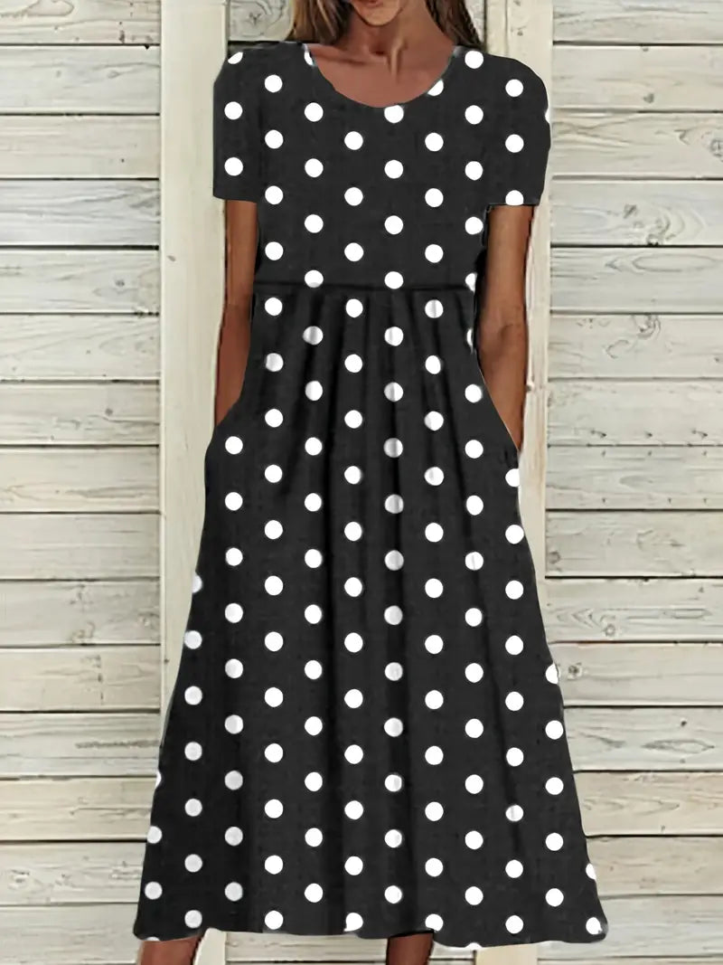 Maxi Dress Women with Polka Dots and Flattering Fit - Image 1