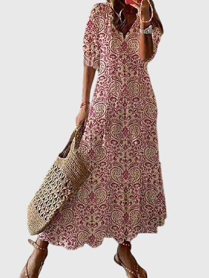 Ilka – V-neck With  Tassel Mid-sleeve Dress - Image 4