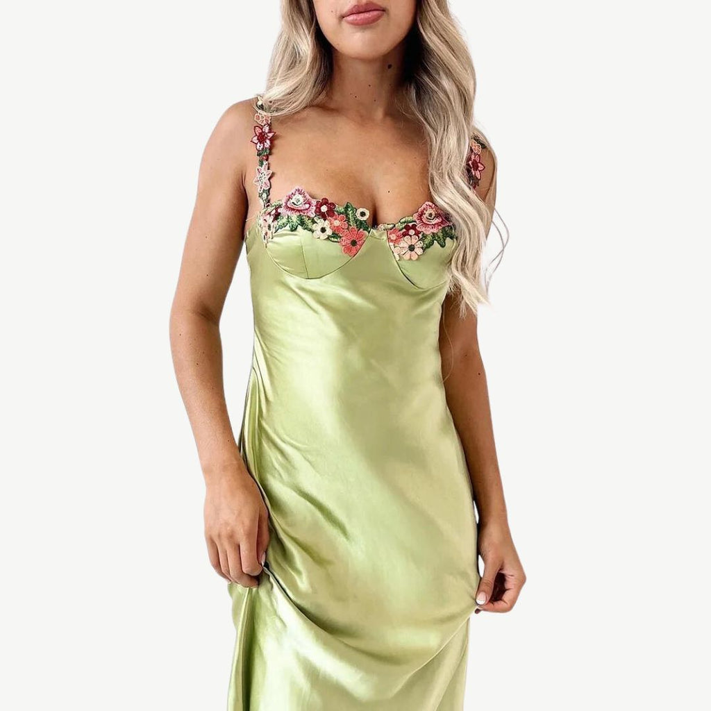 Verena – Women  Satin Floral Print Evening Dress - Image 14