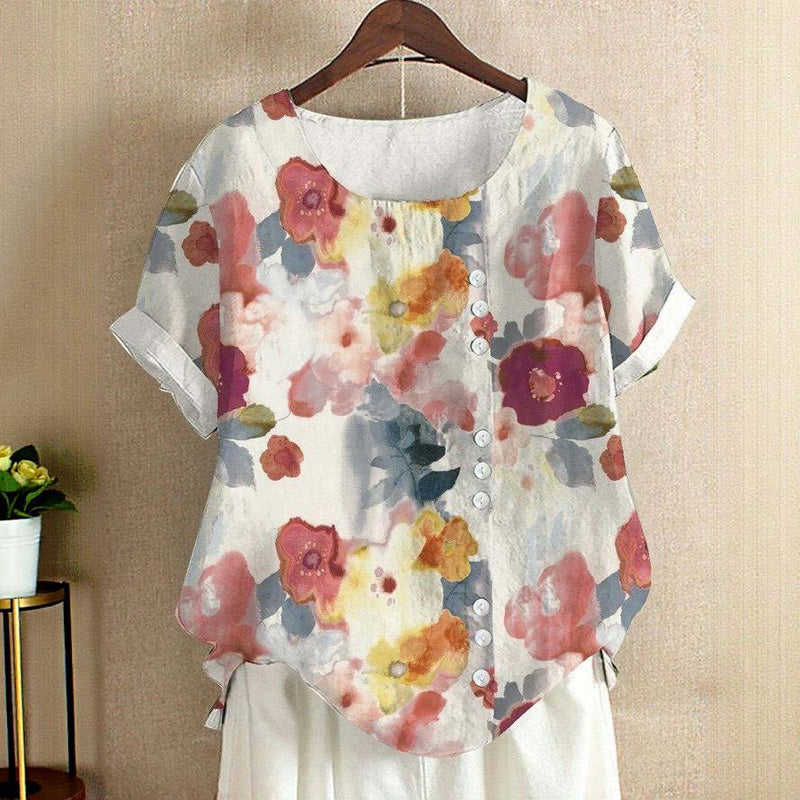 Ingrid – Floral Button-Up Blouse - Image 1