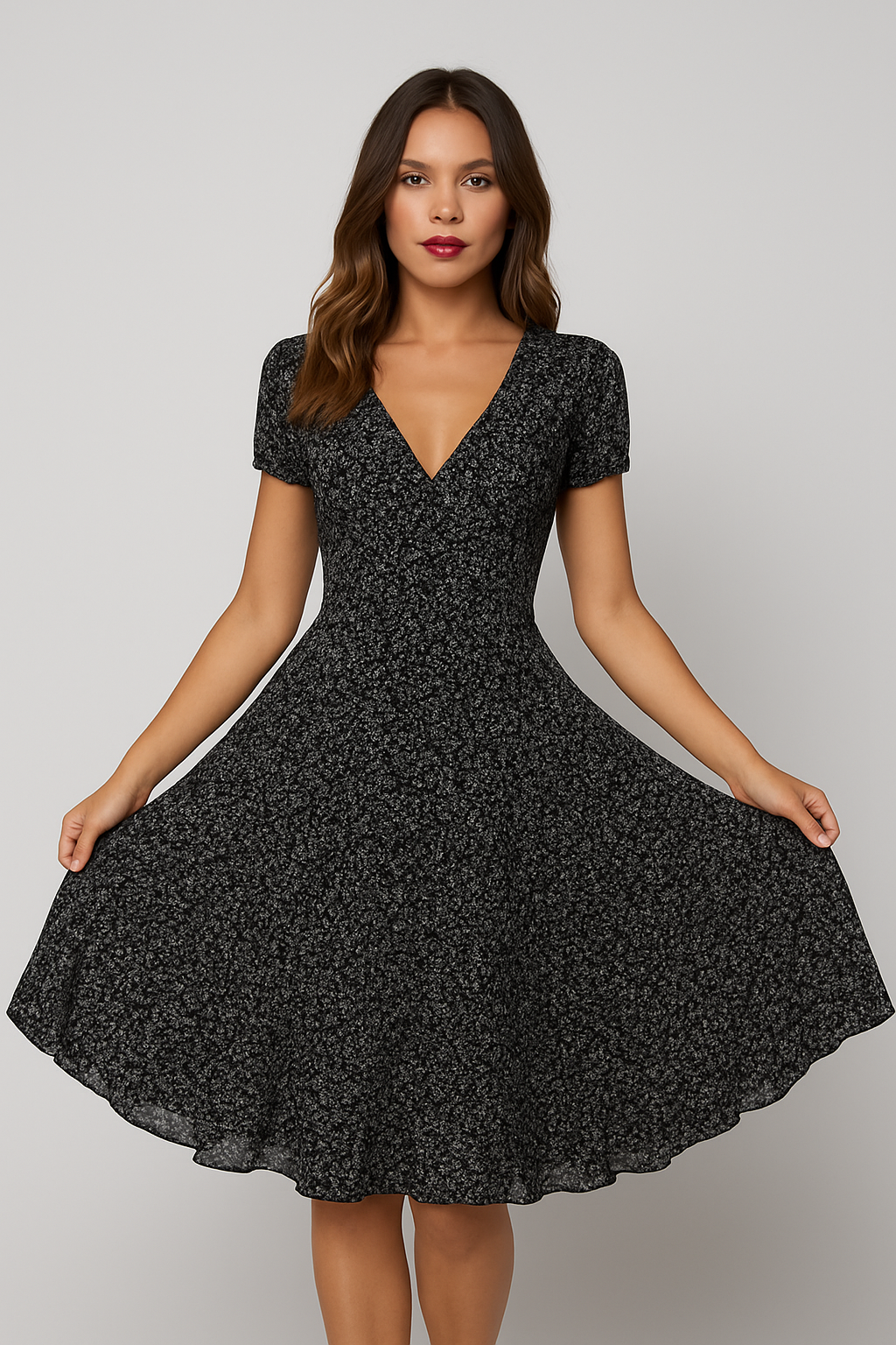 Karina – Elegant A-Line V-neck Dress for Women - Image 1