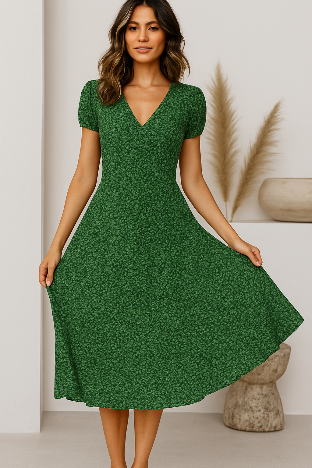Karina – Elegant A-Line V-neck Dress for Women - Image 4