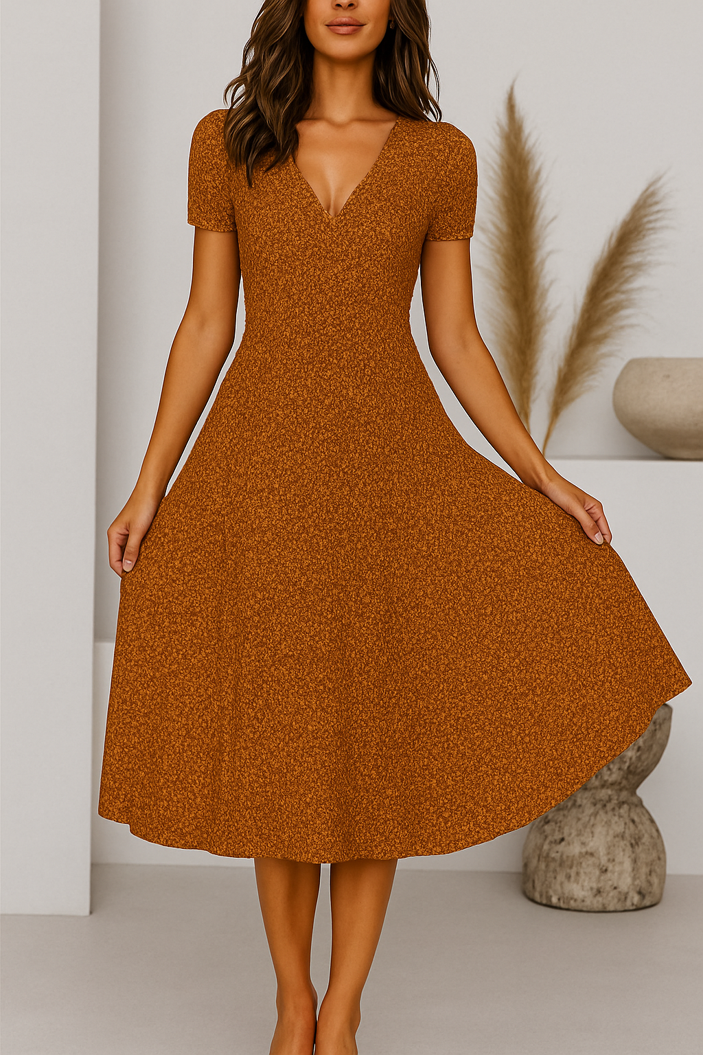 Karina – Elegant A-Line V-neck Dress for Women - Image 5