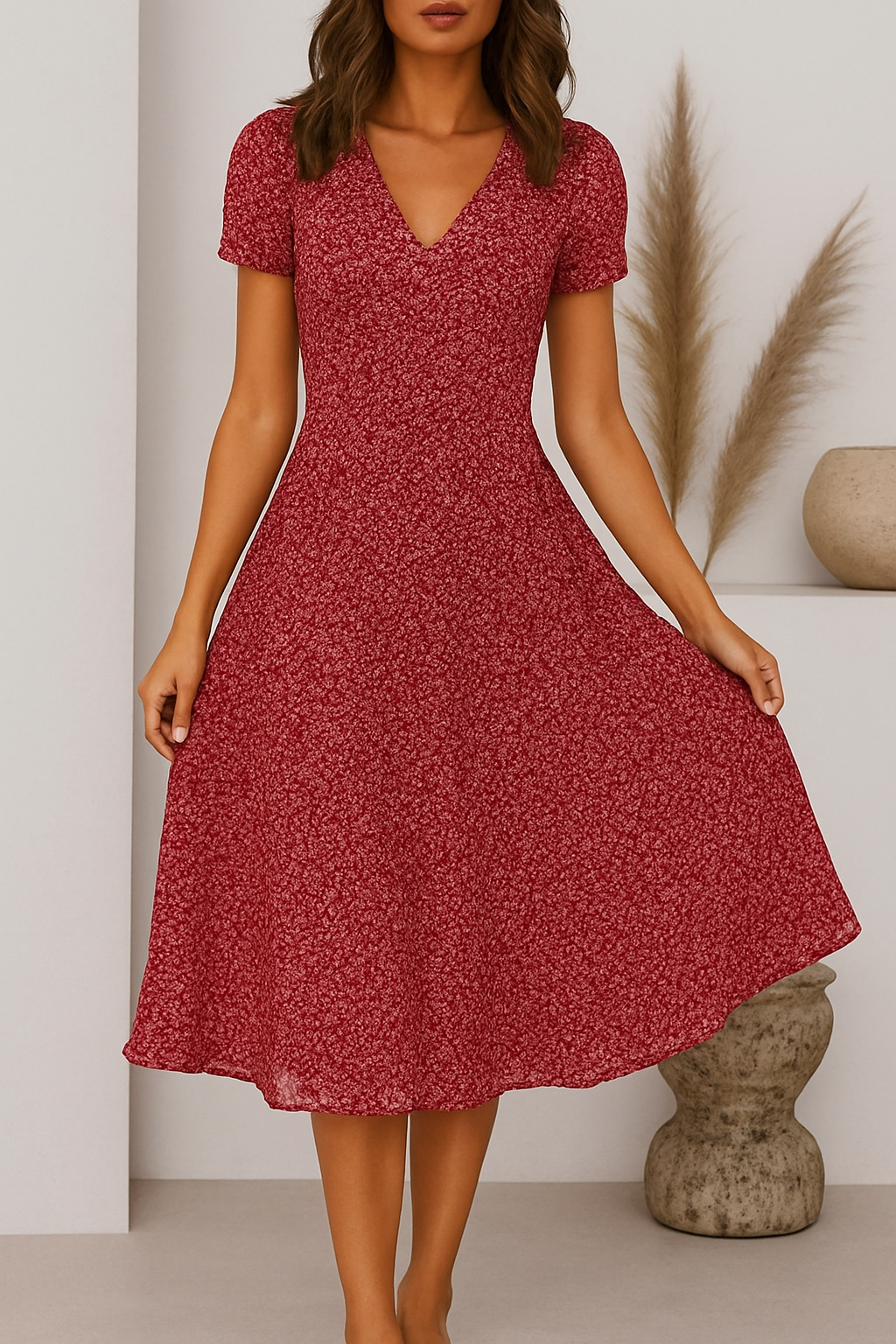 Karina – Elegant A-Line V-neck Dress for Women - Image 6