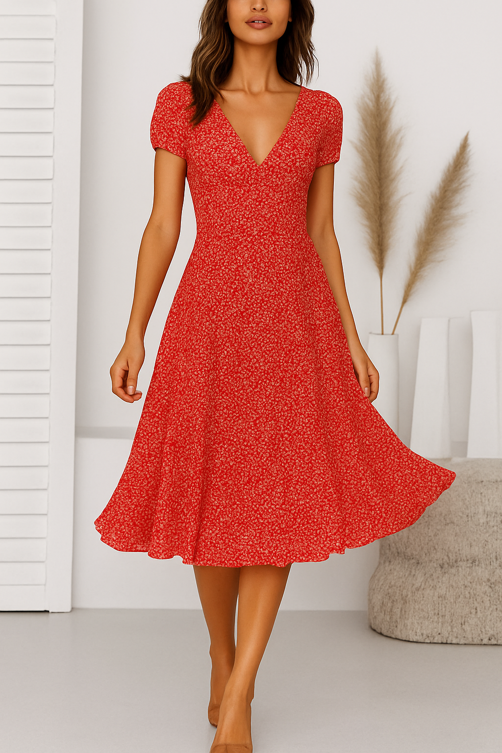 Karina – Elegant A-Line V-neck Dress for Women - Image 8