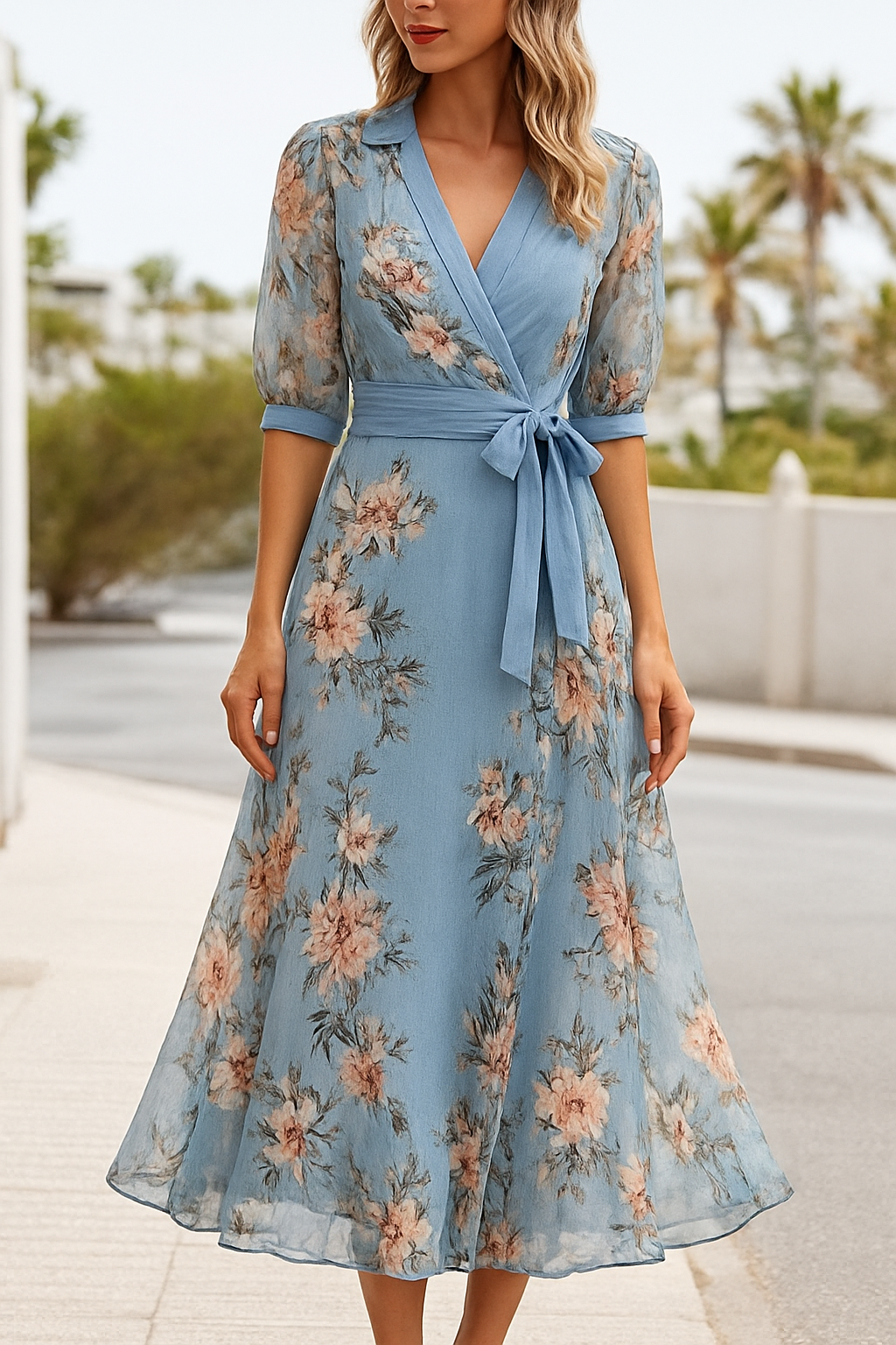 Christina – Elegant Floral Wrap Dress for Women - Image 1