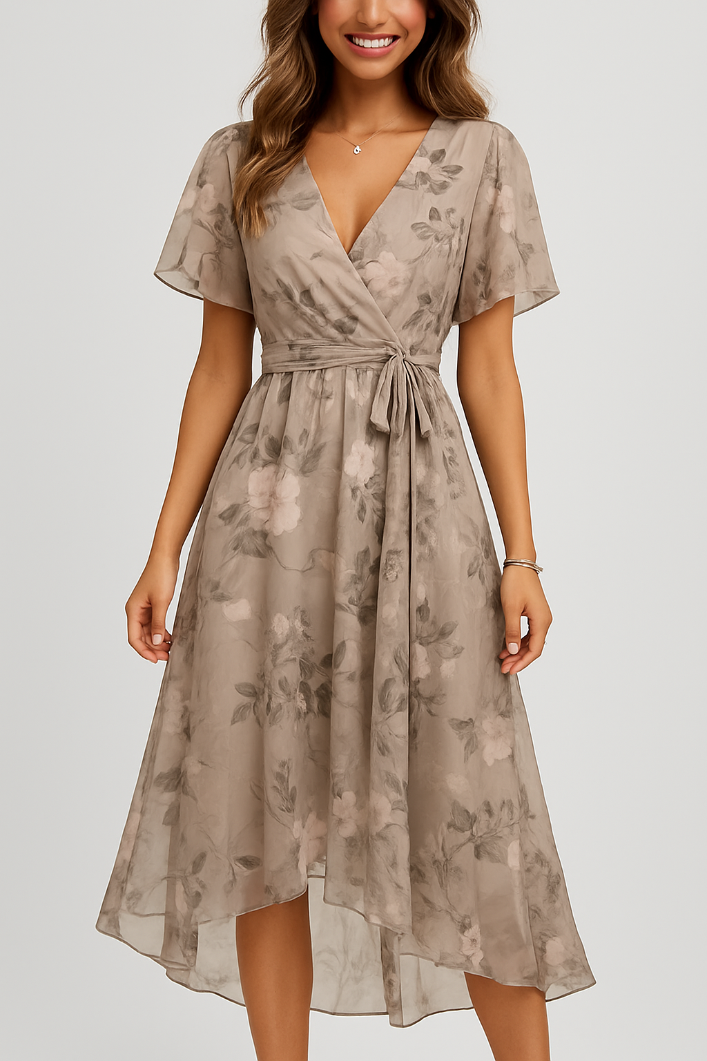 Lila – Elegant V-neck short-sleeved Dress for Women - Image 4