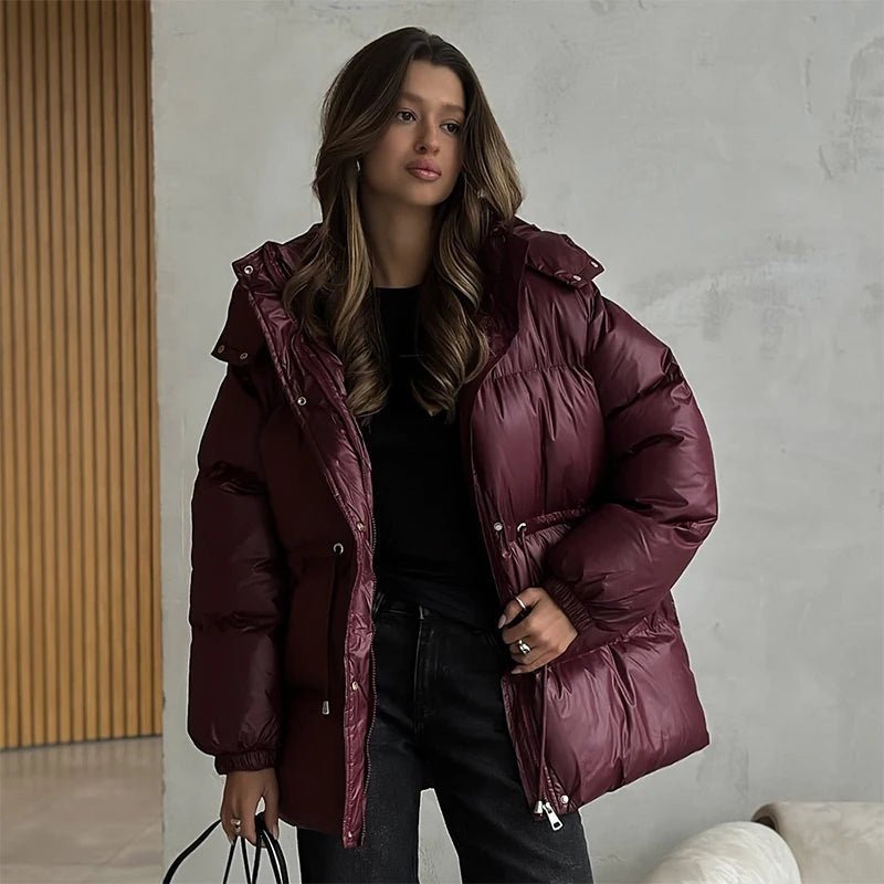 Kurtka puchowa damska z sznurkiem i wydłużonym krojem - J&B; - 3 - Livia-Moda
