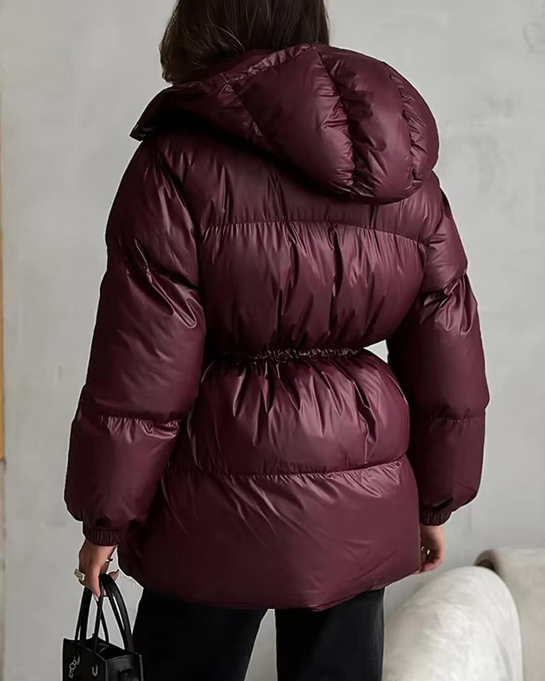 Kurtka puchowa damska z sznurkiem i wydłużonym krojem - J&B; - 4 - Livia-Moda