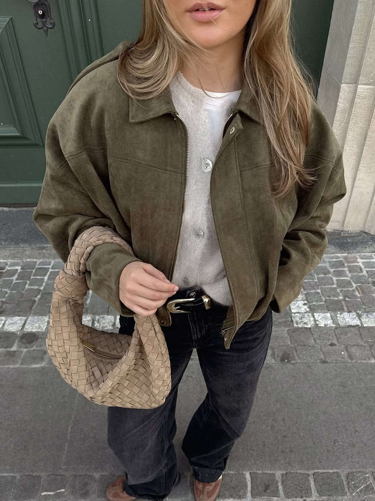 Kurtka bomberowa damska, oversize, z zamkiem błyskawicznym - J&B; - 2 - Livia-Moda