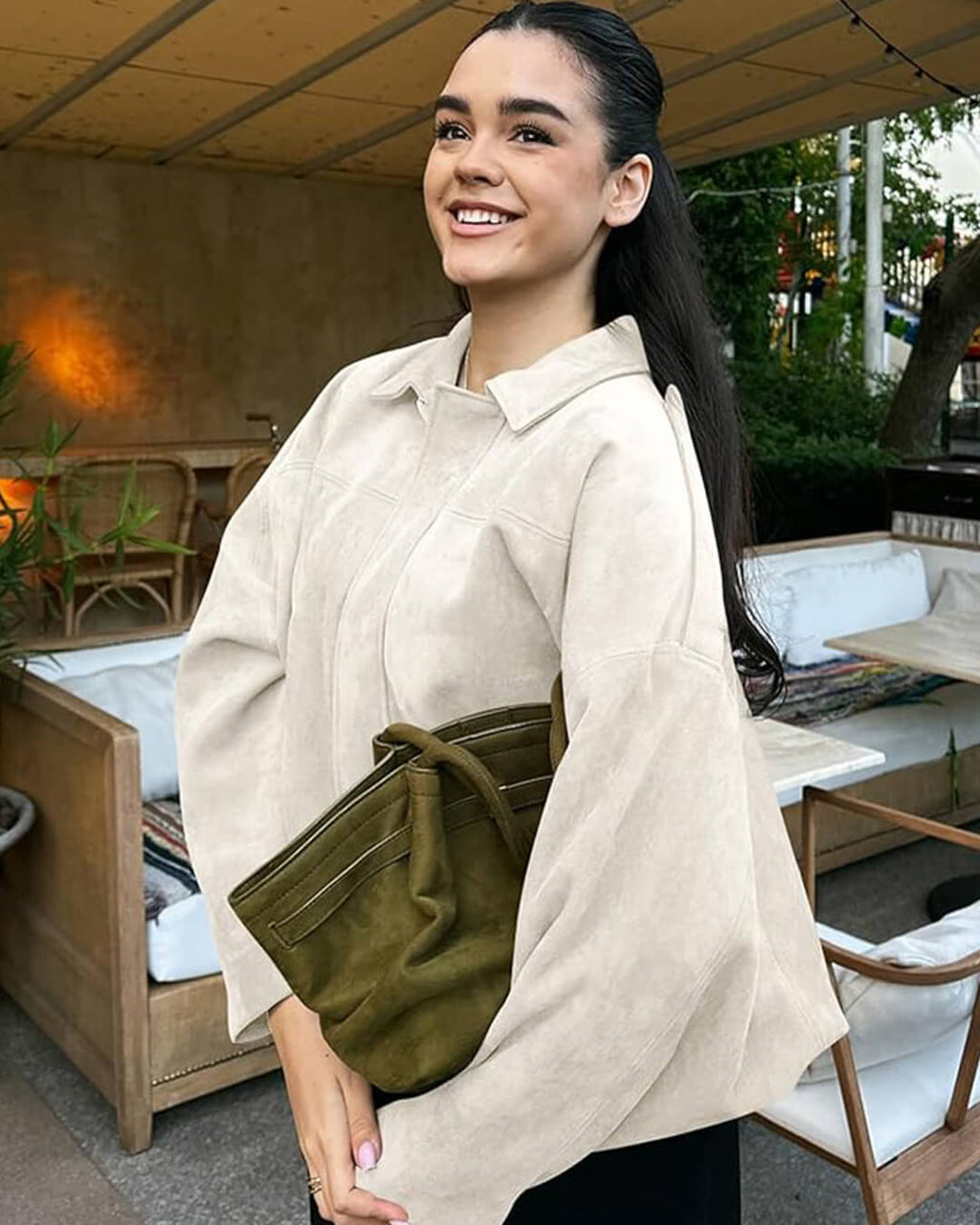 Kurtka bomberowa damska, oversize, z zamkiem błyskawicznym - J&B; - 7 - Livia-Moda