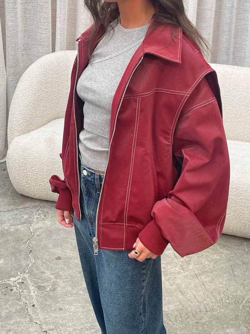 Kurtka bomberowa damska, krój oversize z zamkiem błyskawicznym - J&B; - 1 - Livia-Moda