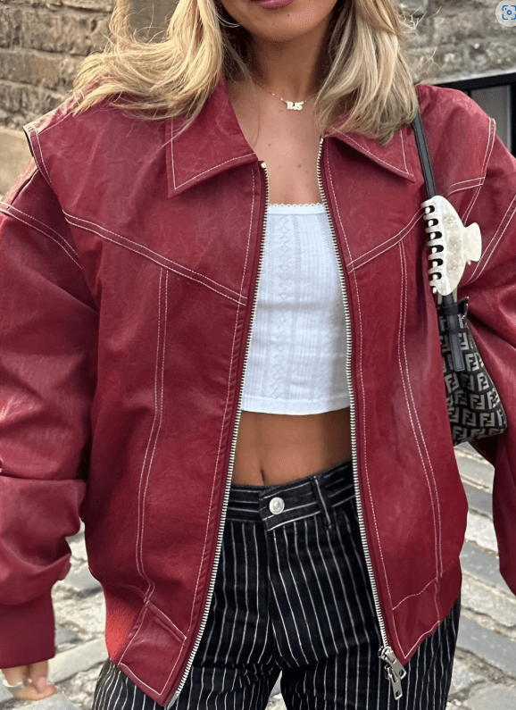 Kurtka bomberowa damska, krój oversize z zamkiem błyskawicznym - J&B; - 4 - Livia-Moda