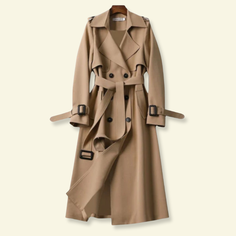 Elegancki damski trencz z podwójnym zapięciem - L&S; - 1 - Livia-Moda