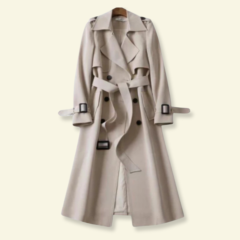 Elegancki damski trencz z podwójnym zapięciem - L&S; - 5 - Livia-Moda