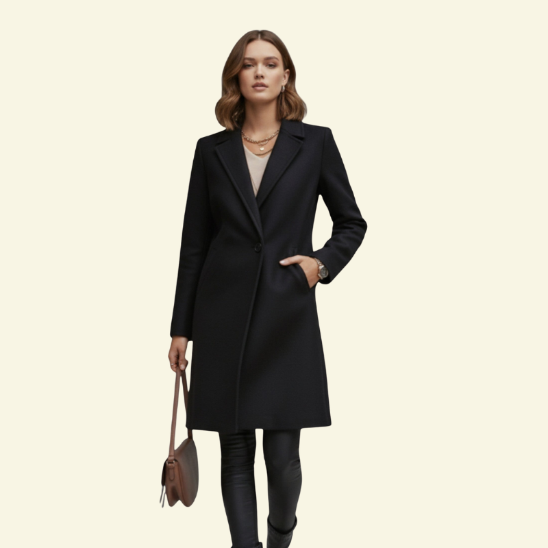 Elegancki, dopasowany płaszcz damski z klasycznym kołnierzem - L&S; - 8 - Livia-Moda