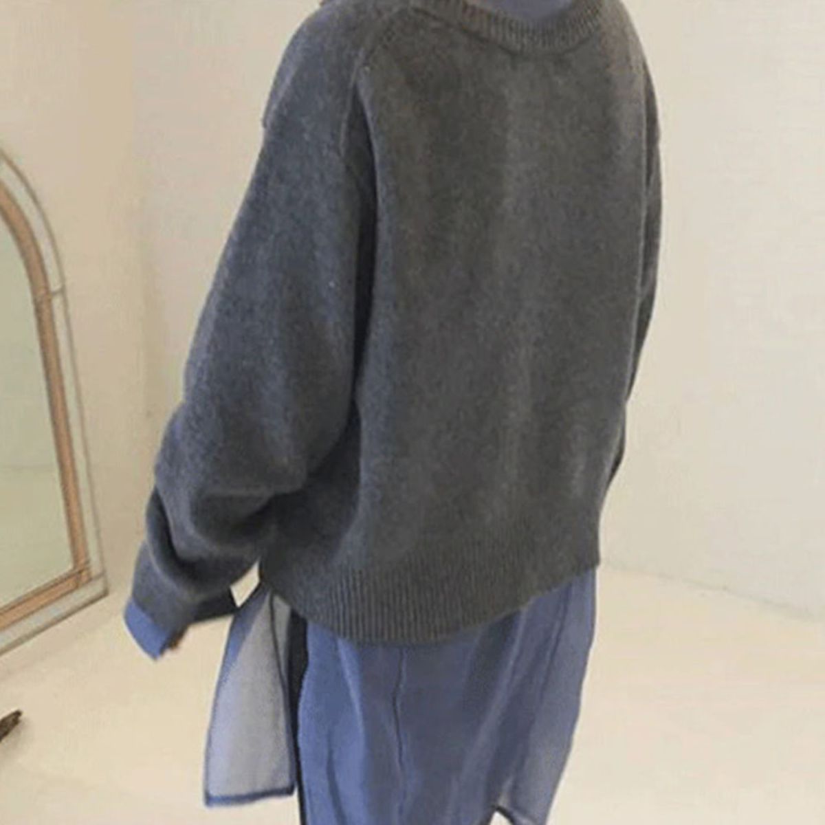 Damska sweter z dzianiny o luźnym kroju z guzikami - L&S; - 7 - Livia-Moda
