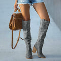 Kniehohe Damenstiefel im eleganten Western-Look mit Blockabsatz | J&B - 1 - Jasminaboutique.com