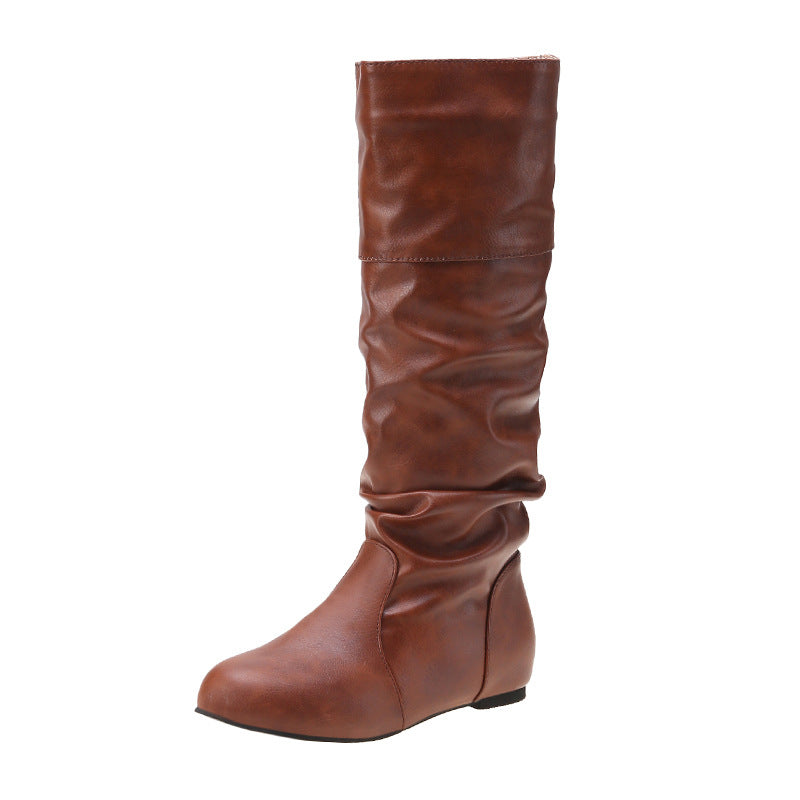 Swobodne damskie buty jeździeckie z wysoką cholewką i zaokrąglonym czubkiem - J&B; - 4 - Livia-Moda