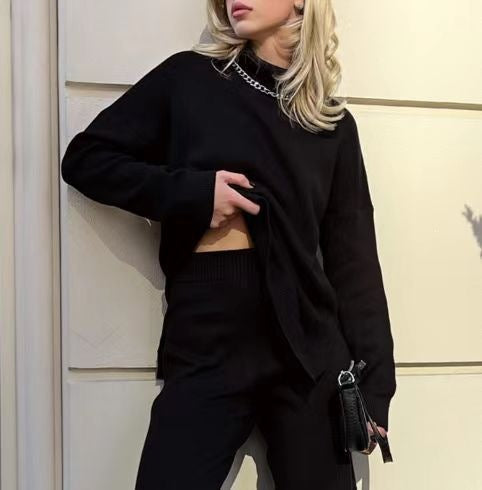 Damska sweter z dzianiny z wysokim kołnierzem i luźnym krojem - J&B; - 2 - Livia-Moda