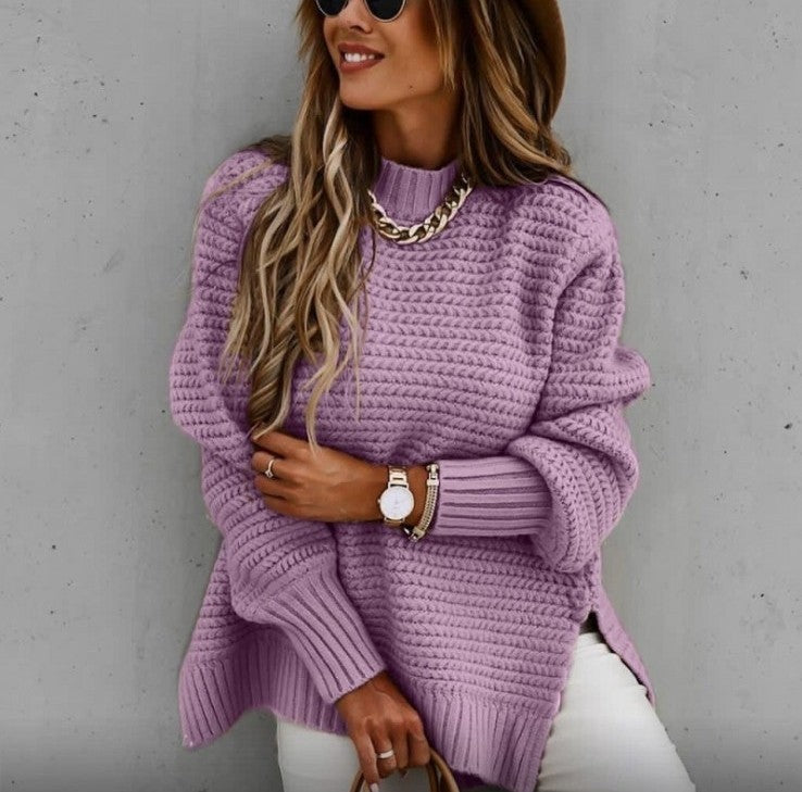 Damska bluzka o luźnym kroju z grubym wzorem dzianinowym - J&B; - 4 - Livia-Moda