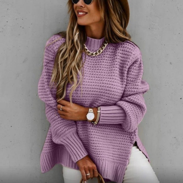 Damska bluzka o luźnym kroju z grubym wzorem dzianinowym - J&B; - 7 - Livia-Moda