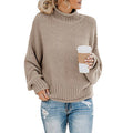 Sweter damski: sweter z golfem z grubej dzianiny o luźnym kroju - J&B; - 4 - Livia-Moda