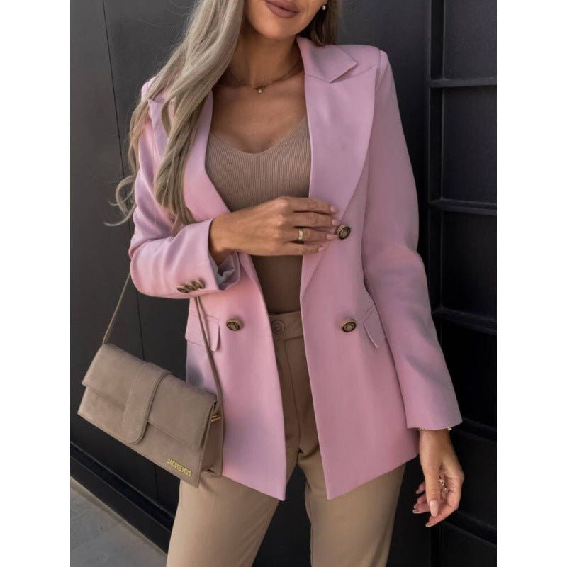 Dwurzędowa damska marynarka w jasnoniebieskim kolorze o eleganckim kroju - J&B; - 7 - Livia-Moda