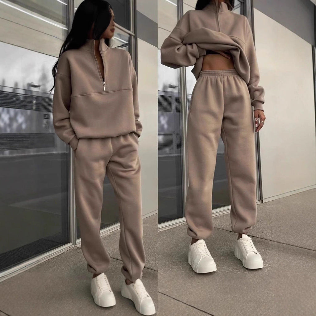 Dwuczęściowy zestaw damski z zamkiem błyskawicznym i krojem oversize - J&B; - 4 - Livia-Moda