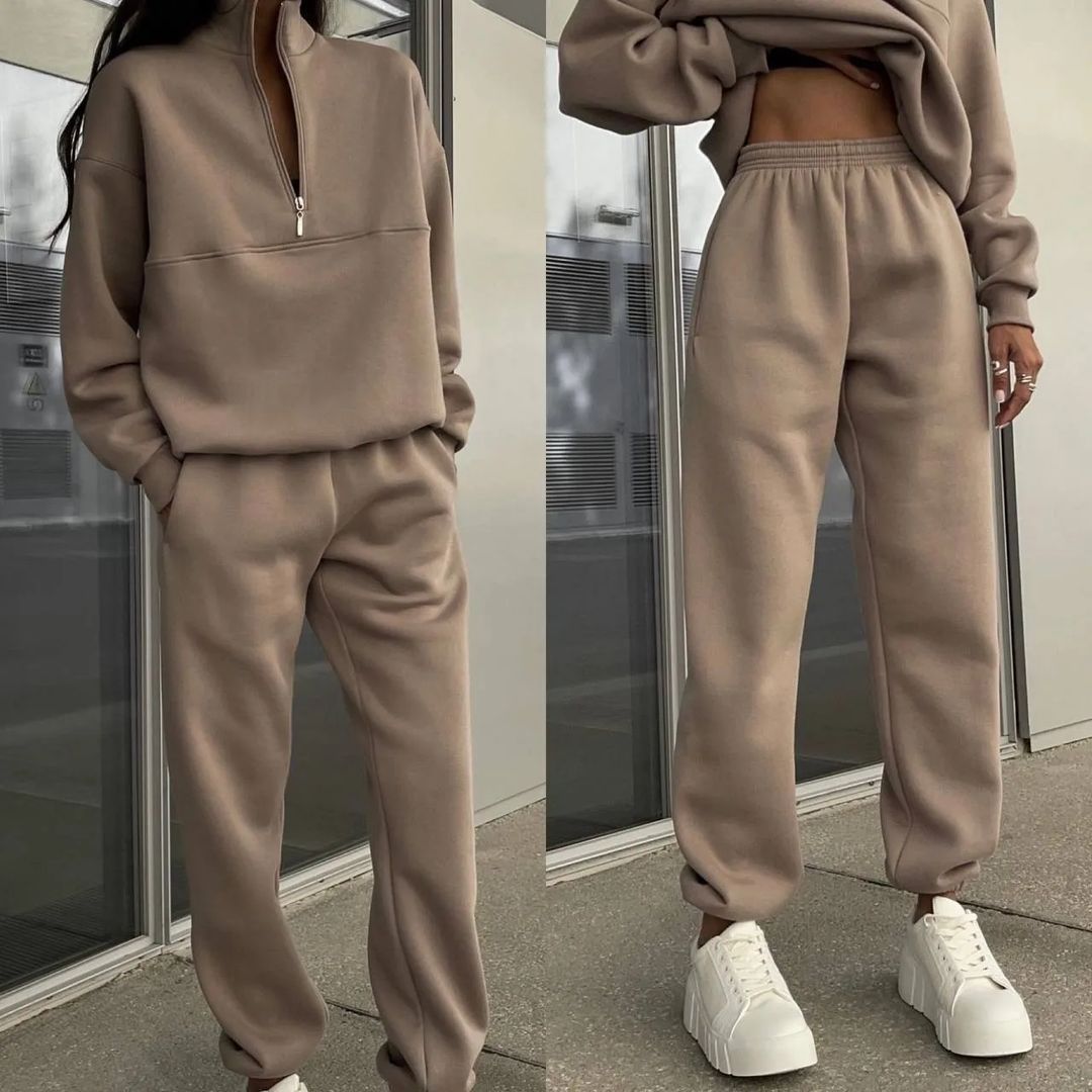 Dwuczęściowy zestaw damski z zamkiem błyskawicznym i krojem oversize - J&B; - 6 - Livia-Moda