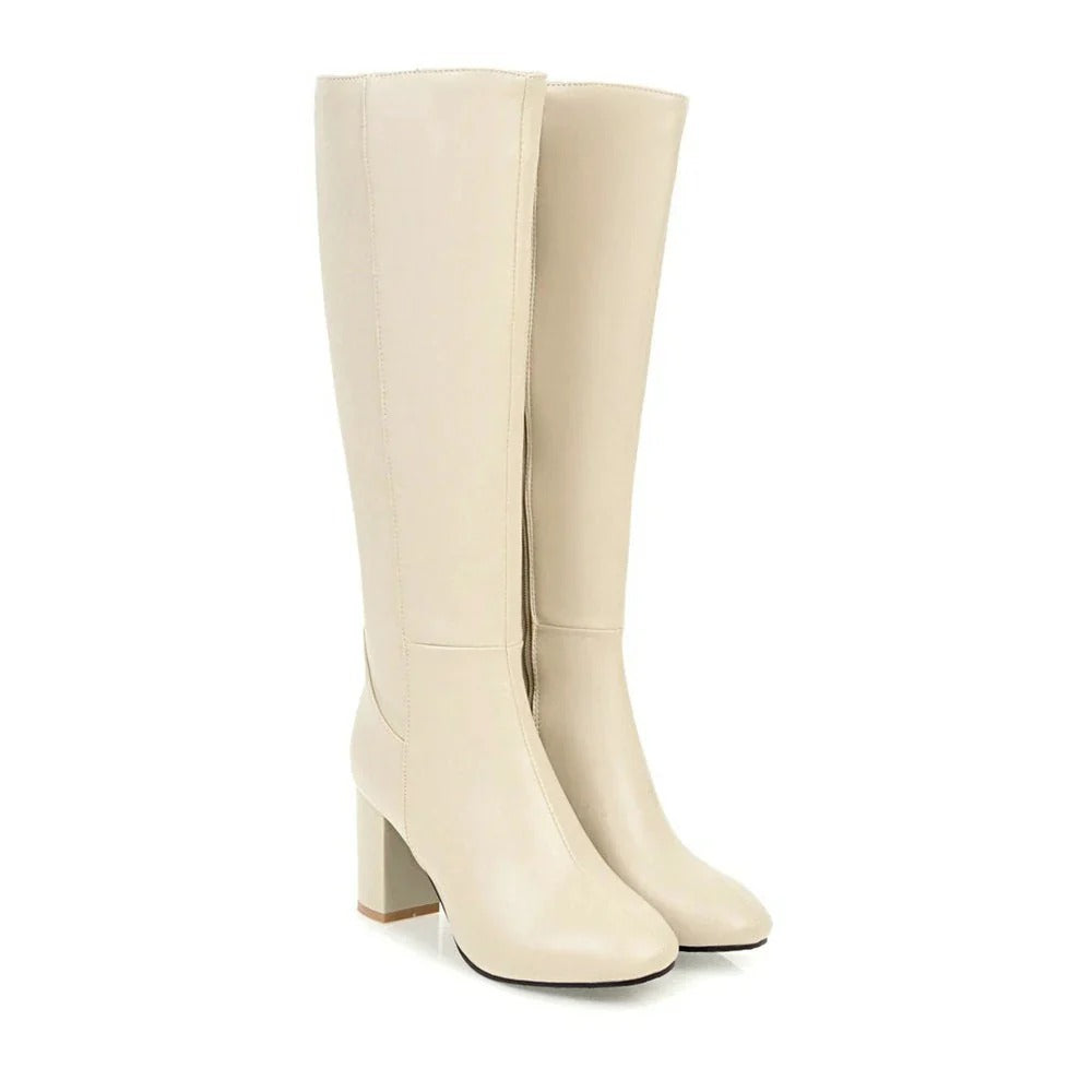 Stylowe damskie buty z grubym obcasem i spiczastym czubkiem - J&B; - 5 - Livia-Moda
