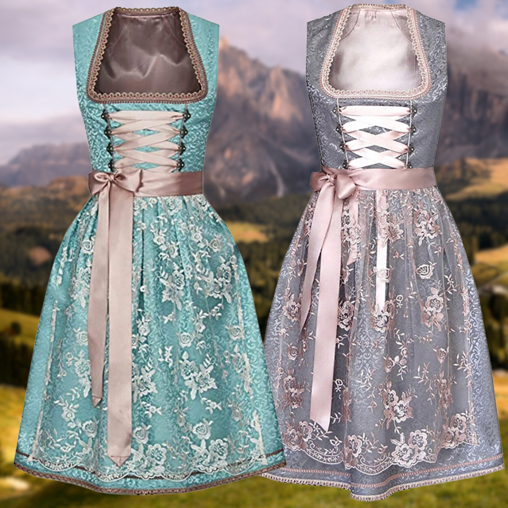 Dirndl damskie z koronkowymi wykończeniami i elegancką kokardką - J&B; - 1 - Livia-Moda