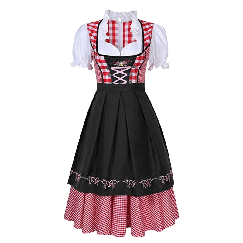 Dirndl damski w kratkę Vichy z sznurowaniem - J&B; - 2 - Livia-Moda