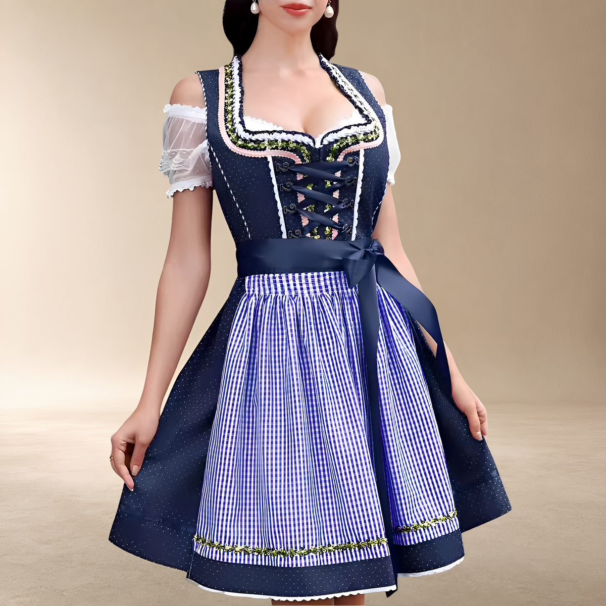Mini sukienka typu dirndl dla kobiet z rękawami odsłaniającymi ramiona i eleganckim krojem - J&B; - 5 - Livia-Moda