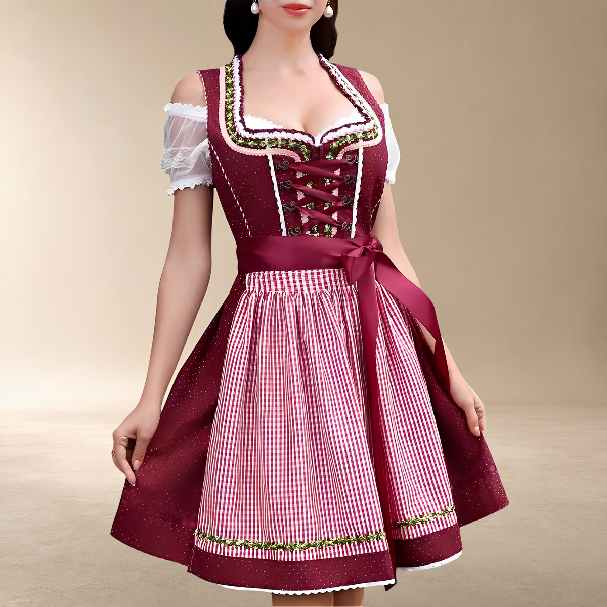 Mini sukienka typu dirndl dla kobiet z rękawami odsłaniającymi ramiona i eleganckim krojem - J&B; - 6 - Livia-Moda