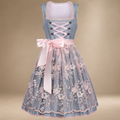 Dirndl damski, bez rękawów, z kwiatowym wzorem, koronkowymi wykończeniami i kokardką - J&B; - 4 - Livia-Moda