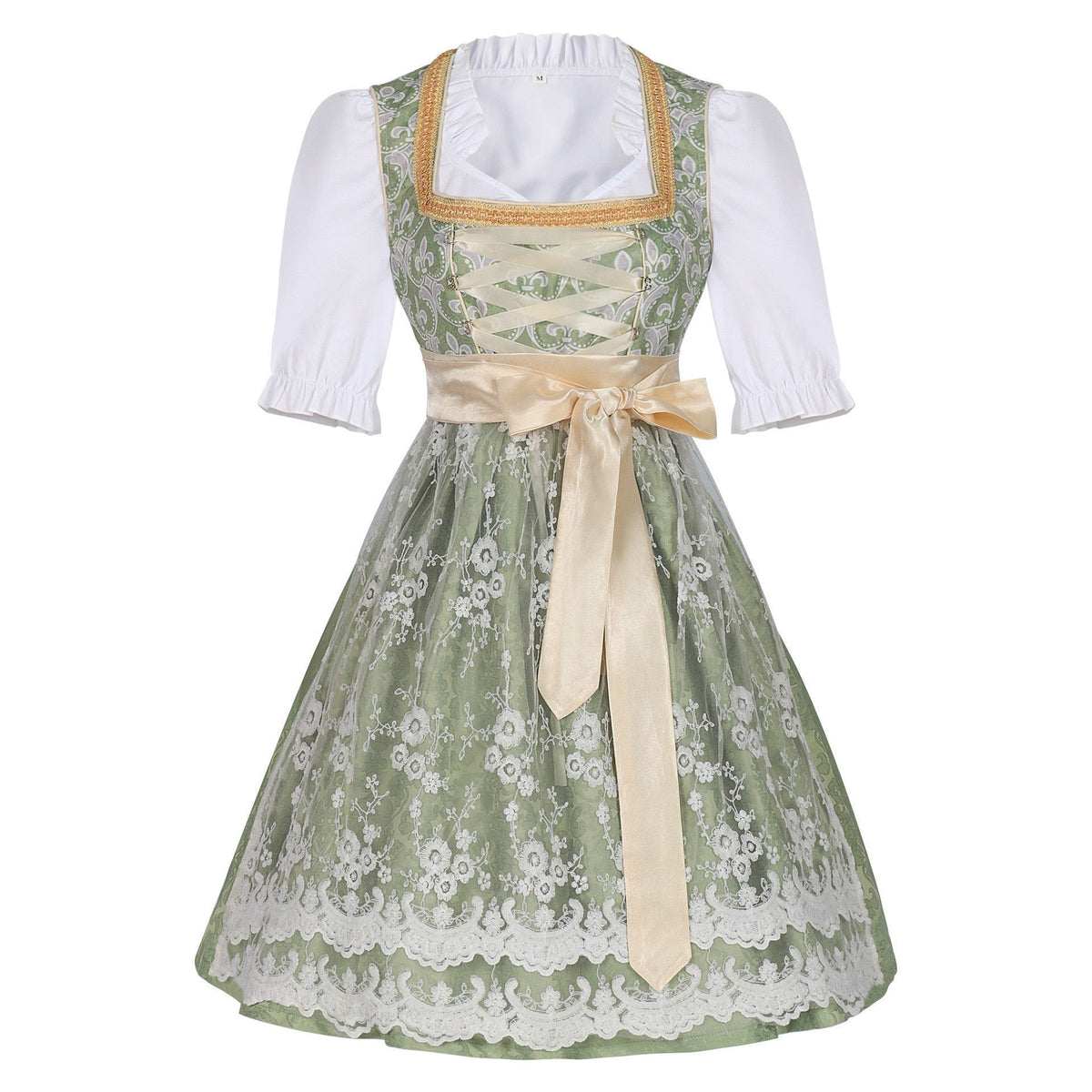 Sukienka dirndl damska z haftem i paskiem w talii | L&V - 2 - Livia-Moda