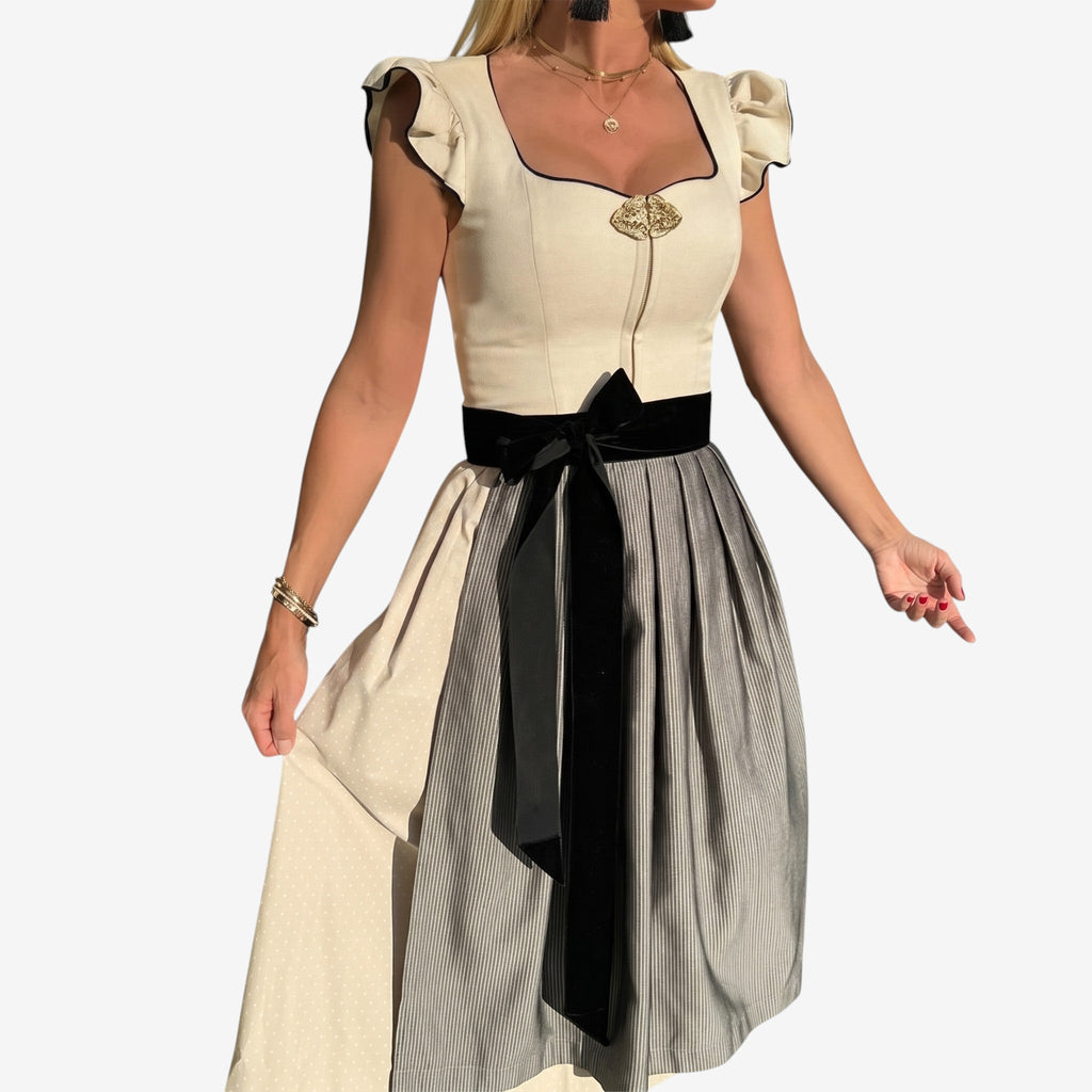 Sukienka dirndl damska z falbanami i dopasowanym krojem | L&V - 2 - Livia-Moda