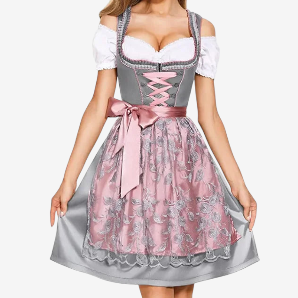 Sukienka dirndl damska z haftem i sznurowaniem | L&V - 1 - Livia-Moda