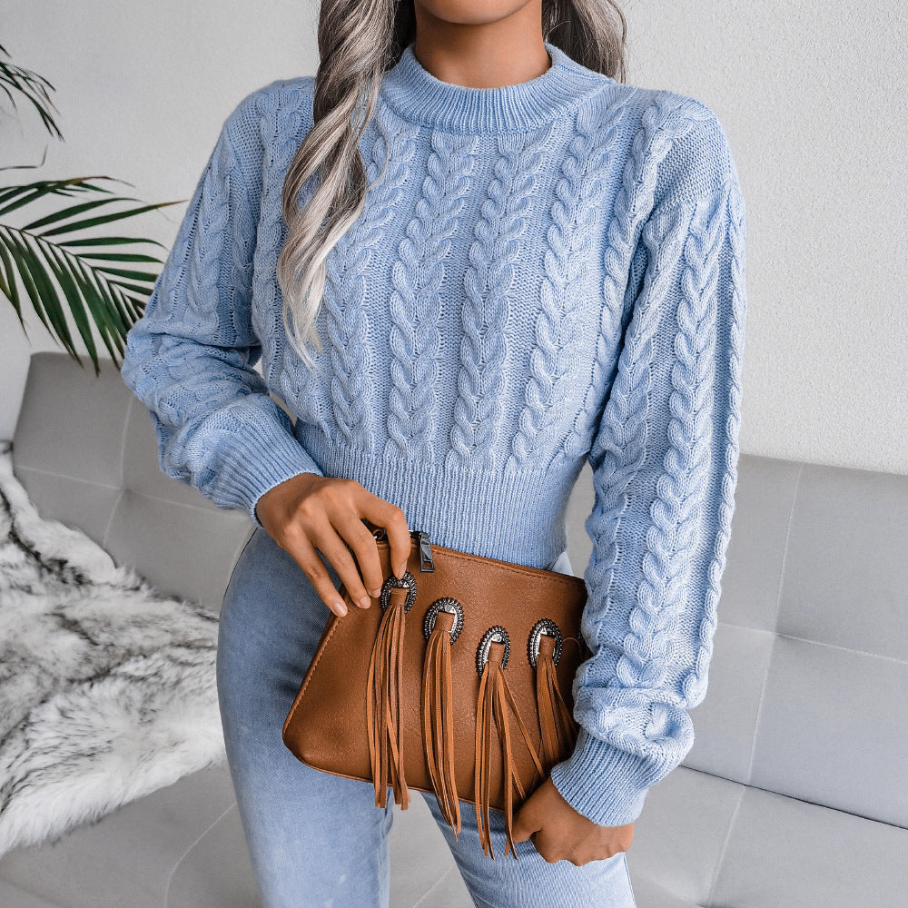 Pullover Damen – Kurz geschnittener Strickpullover mit Zopfdesign | A&Z - 2 - Atelier-Zofia