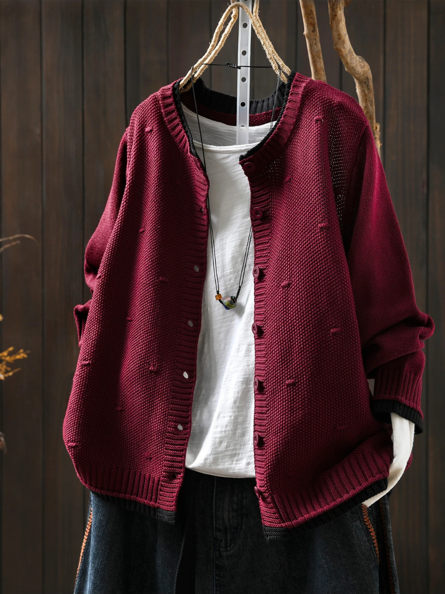Damski kardigan w oversize'owym kroju z guzikami | L&V - 1 - Livia-Moda