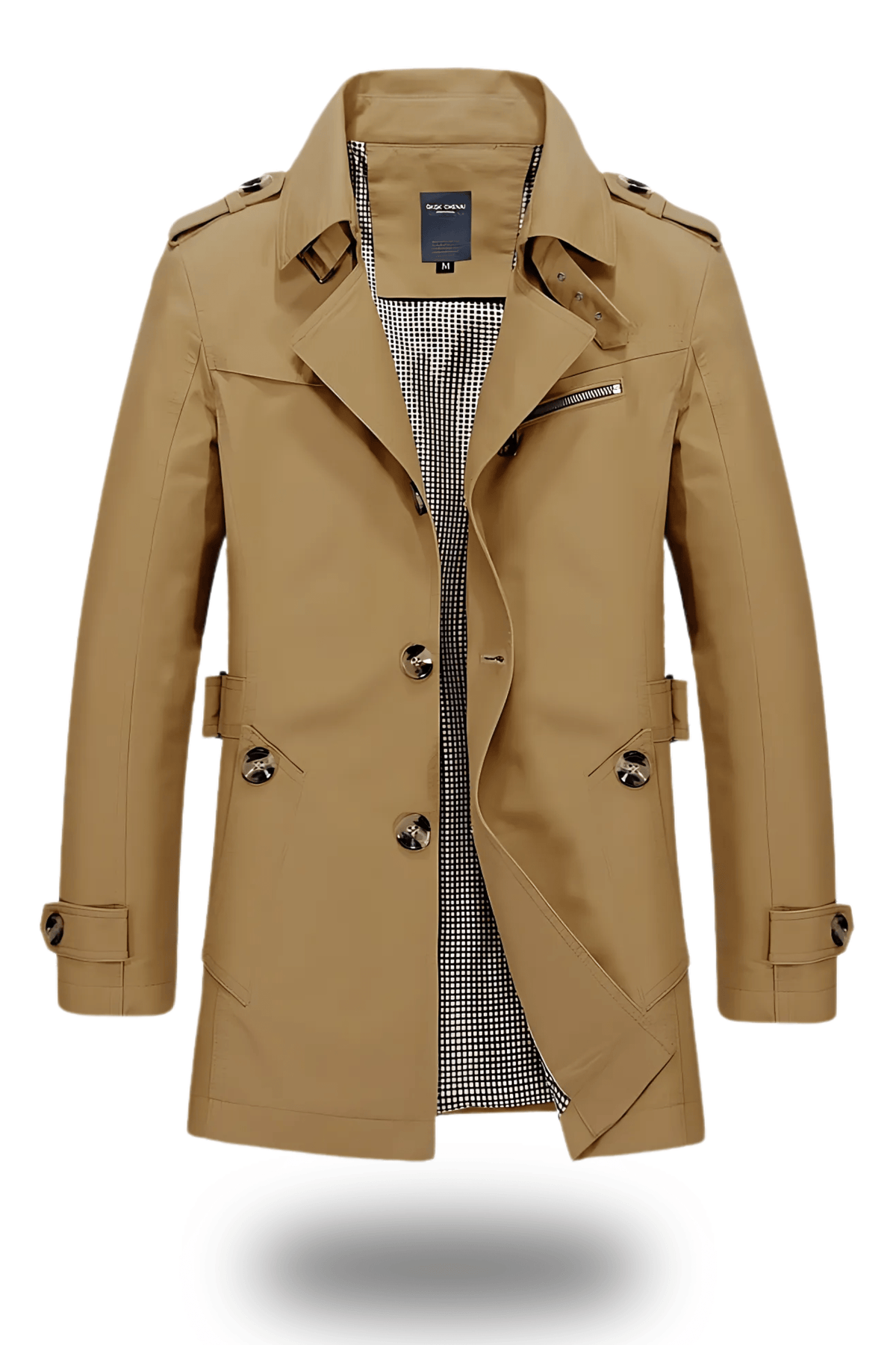 Trenchcoat męski o klasycznym kroju z eleganckimi detalami | L&V - 2 - Livia-Moda