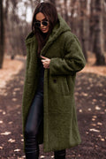Damen Teddy Wintermantel mit Kapuze und langem Schnitt | A&B - 1 - Annoboutique