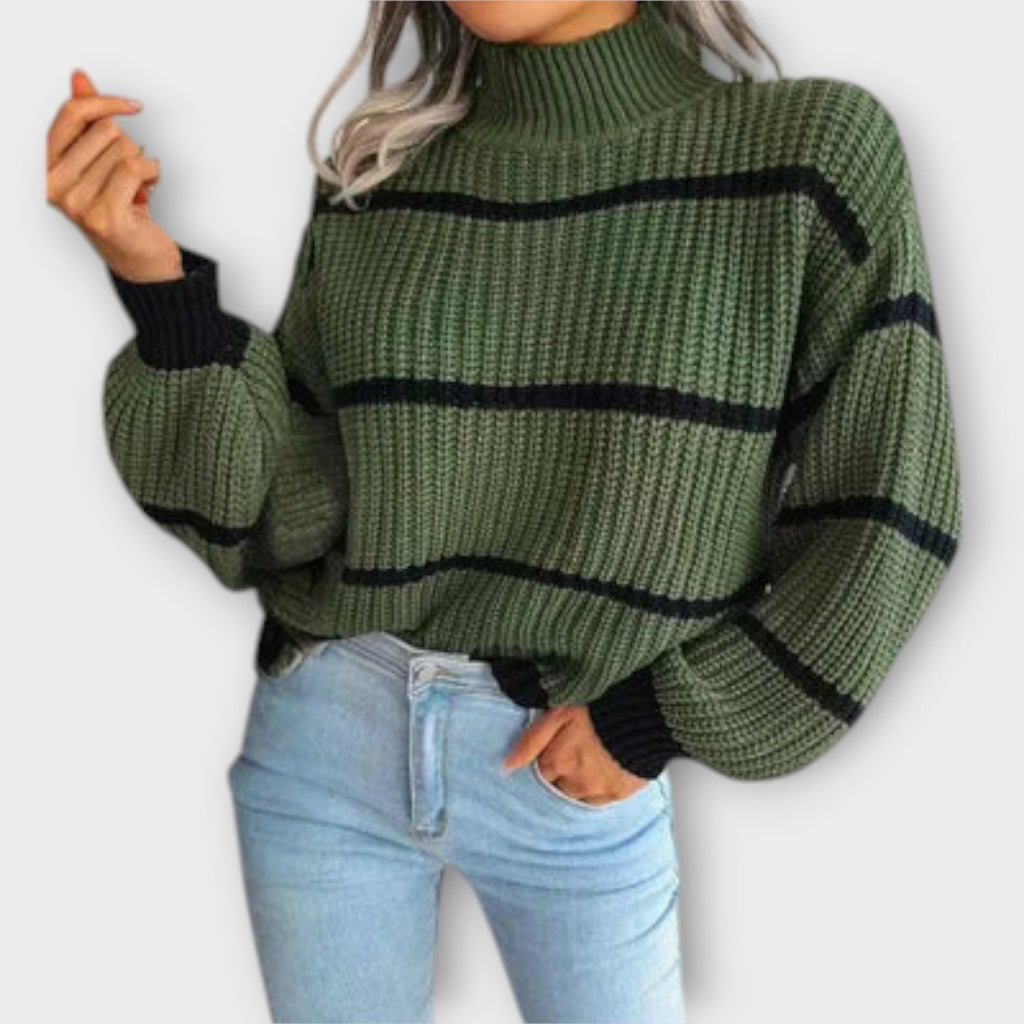 Pullover Damen mit hohem Kragen und lässiger Passform | A&B - 1 - Annoboutique
