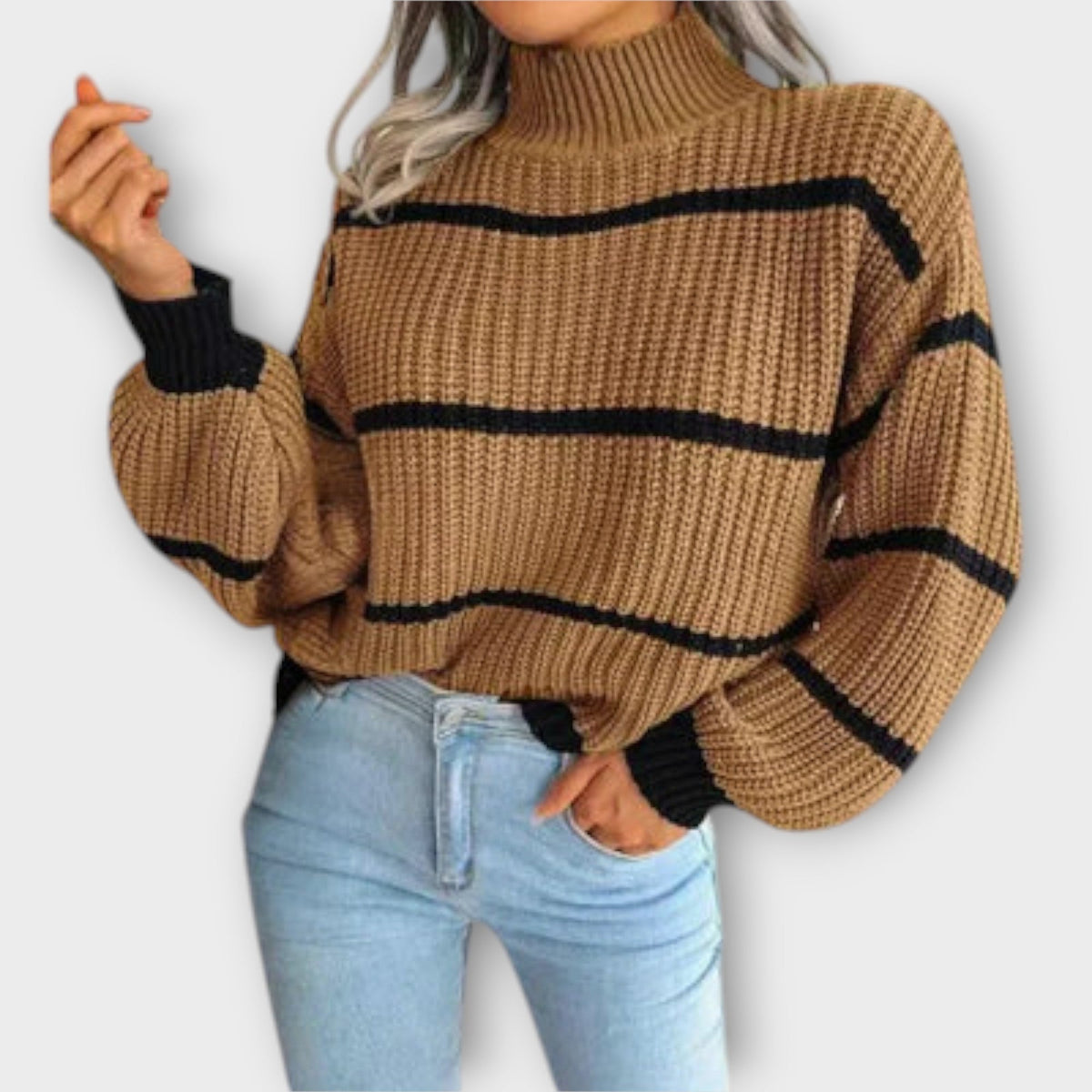 Pullover Damen mit hohem Kragen und lässiger Passform | A&B - 2 - Annoboutique